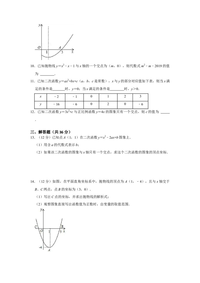 专题22.2二次函数测试卷-2022-2023学年九年级数学上册《同步考点解读&bull;专题训练》（人教版）_初中数学人教版_9上-初中数学人教版_07专项讲练
