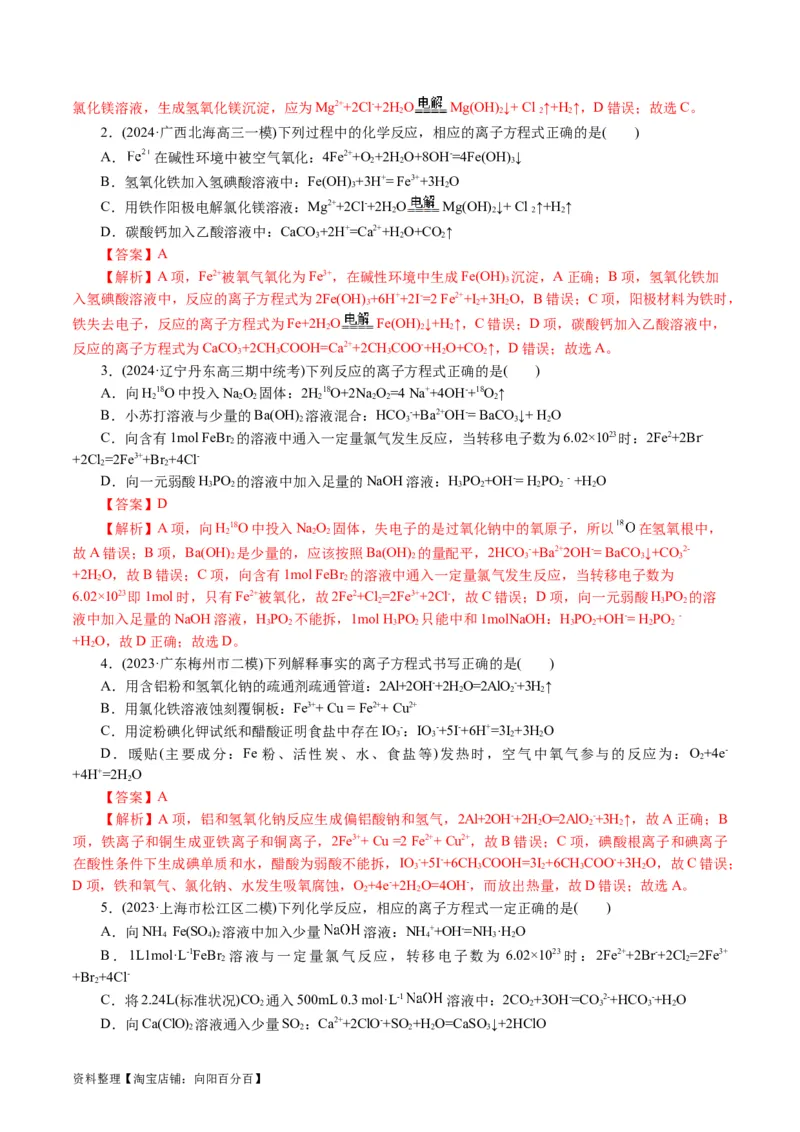 专题03离子反应(讲义)(解析版)_05高考化学_新高考复习资料_2024年新高考资料_二轮复习资料_2024年高考化学二轮复习讲练测（新教材新高考）_配套讲义（原卷版+解析版）