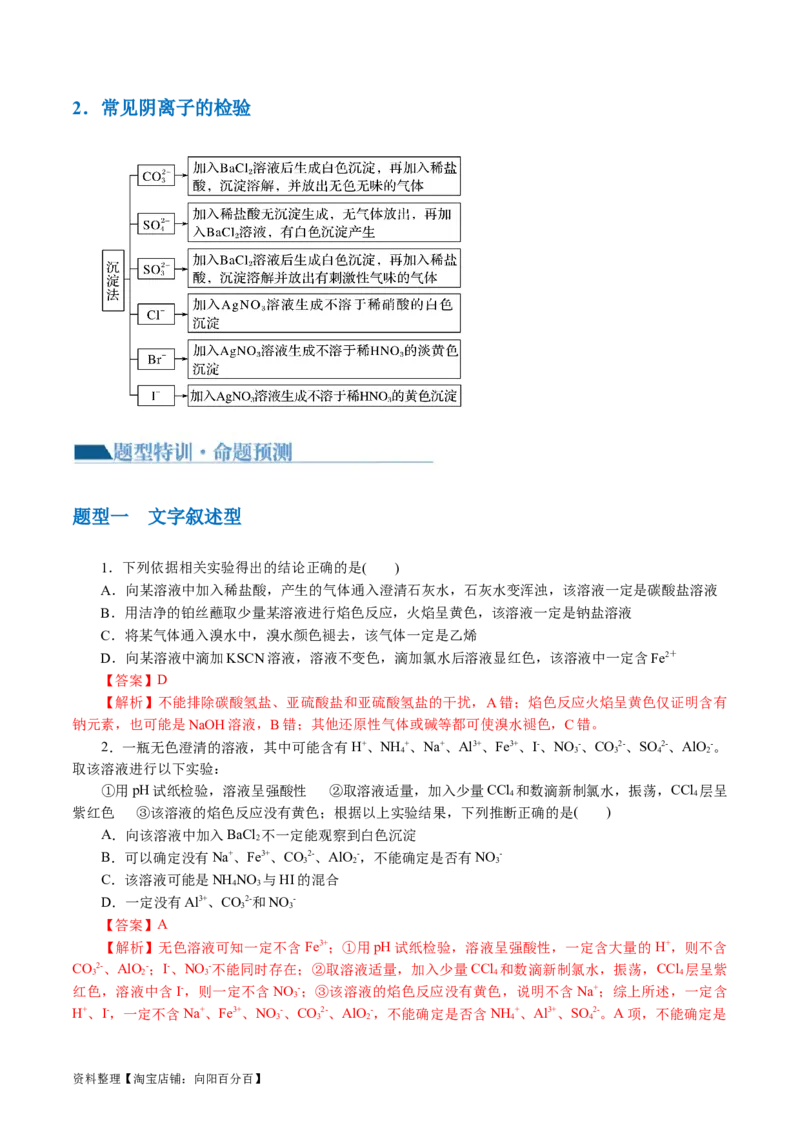 专题03离子反应(讲义)(解析版)_05高考化学_新高考复习资料_2024年新高考资料_二轮复习资料_2024年高考化学二轮复习讲练测（新教材新高考）_配套讲义（原卷版+解析版）