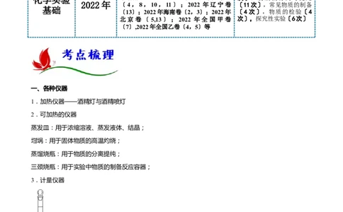 专题九化学实验基础（解析版）_05高考化学_新高考复习资料_2023年新高考资料_二轮复习_题型分类归纳2023年高考化学二轮复习讲与练