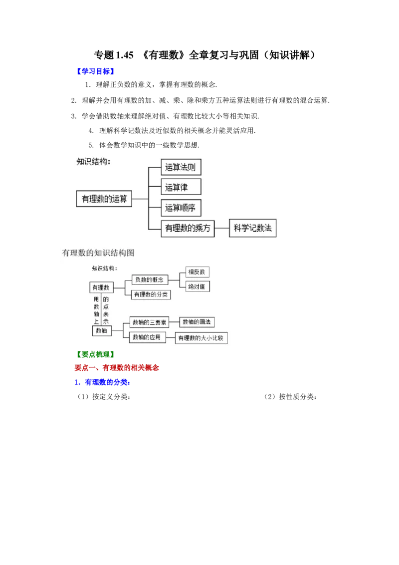 专题1.45《有理数》全章复习与巩固（知识讲解）-2022-2023学年七年级数学上册基础知识专项讲练（人教版）_初中数学人教版_7上-初中数学人教版_7上-初中数学人教版（旧版）赠送