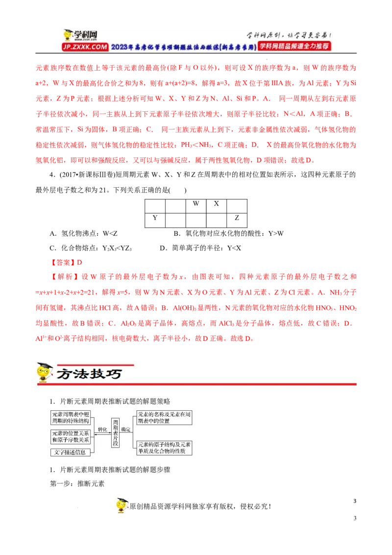 专项36片段元素周期表的推断（原卷版）_05高考化学_新高考复习资料_2023年新高考资料_专项复习_2023年高考化学热点专项导航与精练（新高考专用）