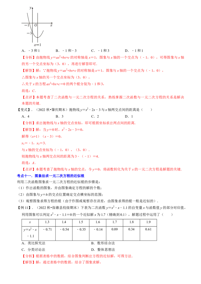 清单02二次函数（14个考点梳理+题型解读+核心素养提升+中考聚焦）（教师版）_初中数学_九年级数学上册（人教版）_期末专项复习-U276_2024版