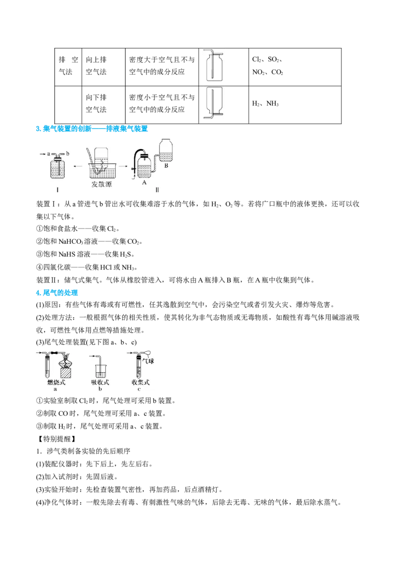 专题05气体的制备-实验攻略备战2024年高考化学实验常考知识点全突破（原卷版）_05高考化学_新高考复习资料_2024年新高考资料_❤专项复习资料