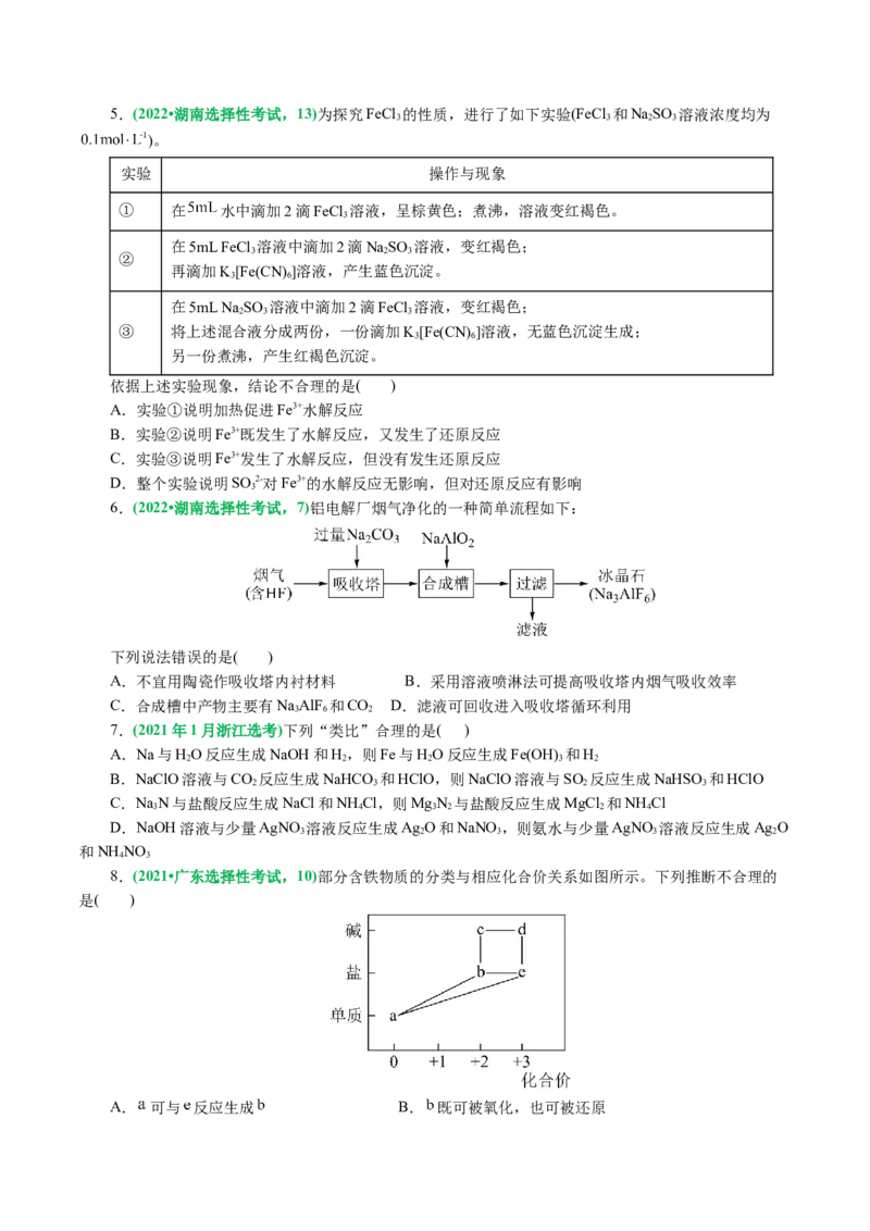 专题05元素及其化合物的性质与应用(讲义)(原卷版)_05高考化学_新高考复习资料_2024年新高考资料_二轮复习资料_2024年高考化学二轮复习讲练测（新教材新高考）