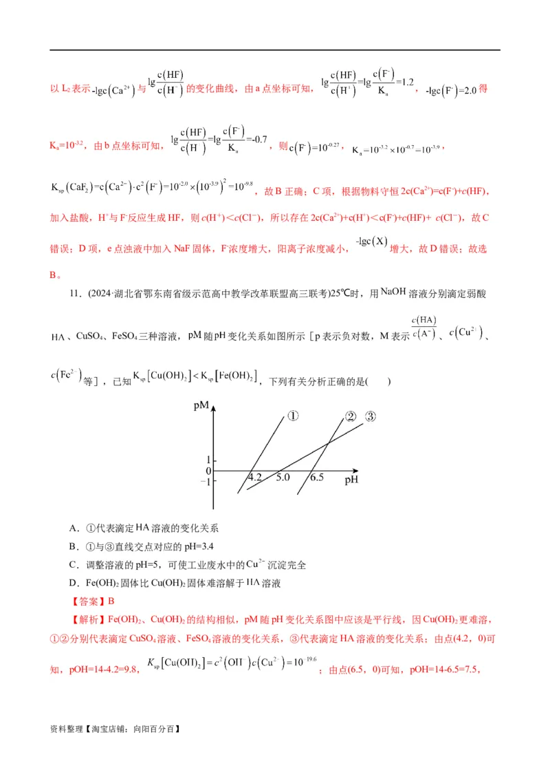 专题08水溶液中的离子反应与平衡(练习)(解析版)_05高考化学_新高考复习资料_2024年新高考资料_二轮复习资料_2024年高考化学二轮复习讲练测（新教材新高考）_配套练习（原卷版+解析版）