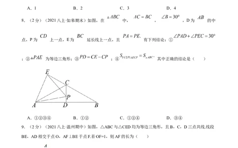 专题09含30&deg;角的直角三角形（原卷版）_初中数学人教版_8上-初中数学人教版_旧版_07专项讲练_挑战压轴题八年级数学上册压轴题专题精选汇编（人教版）