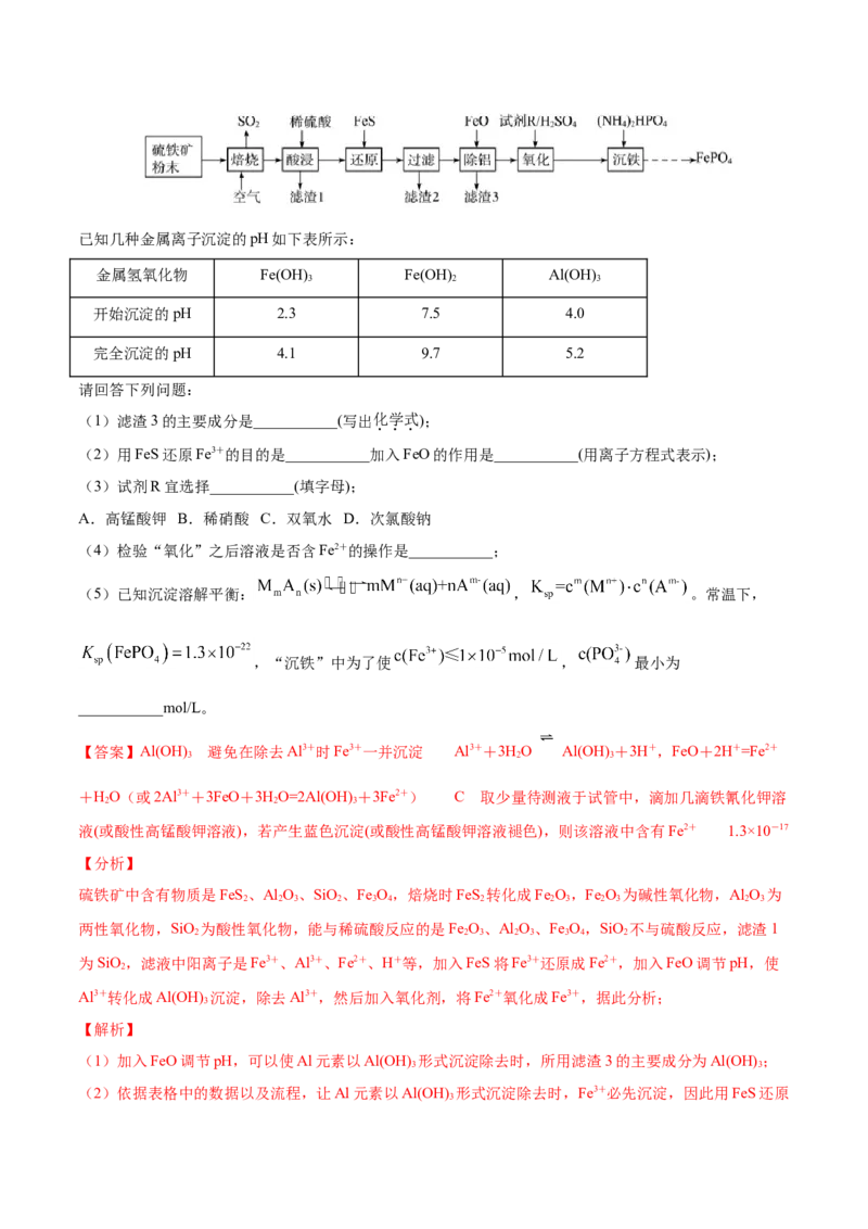 专题15工艺流程题-2021年高考真题和模拟题化学分项汇编（解析版）_05高考化学_新高考复习资料_2022年新高考资料_2021年高考真题和模拟题化学分项汇编（全国通用）