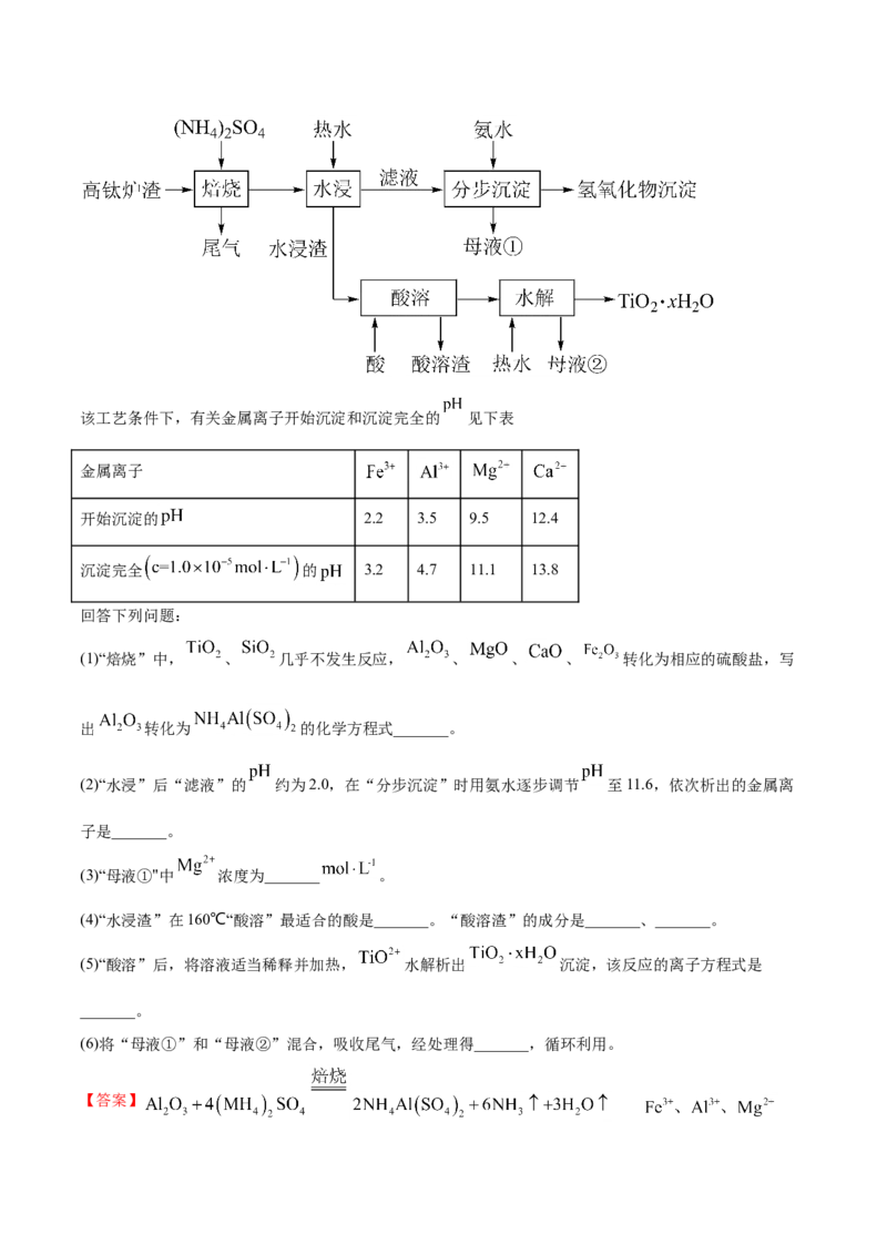 专题15工艺流程题-2021年高考真题和模拟题化学分项汇编（解析版）_05高考化学_新高考复习资料_2022年新高考资料_2021年高考真题和模拟题化学分项汇编（全国通用）