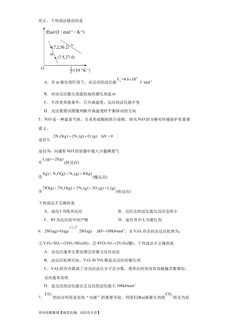 专项训练活化能的判断及计算（原卷版）_05高考化学_新高考复习资料_2024年新高考资料_一轮复习资料_2024届高三化学一轮复习&mdash;专项训练
