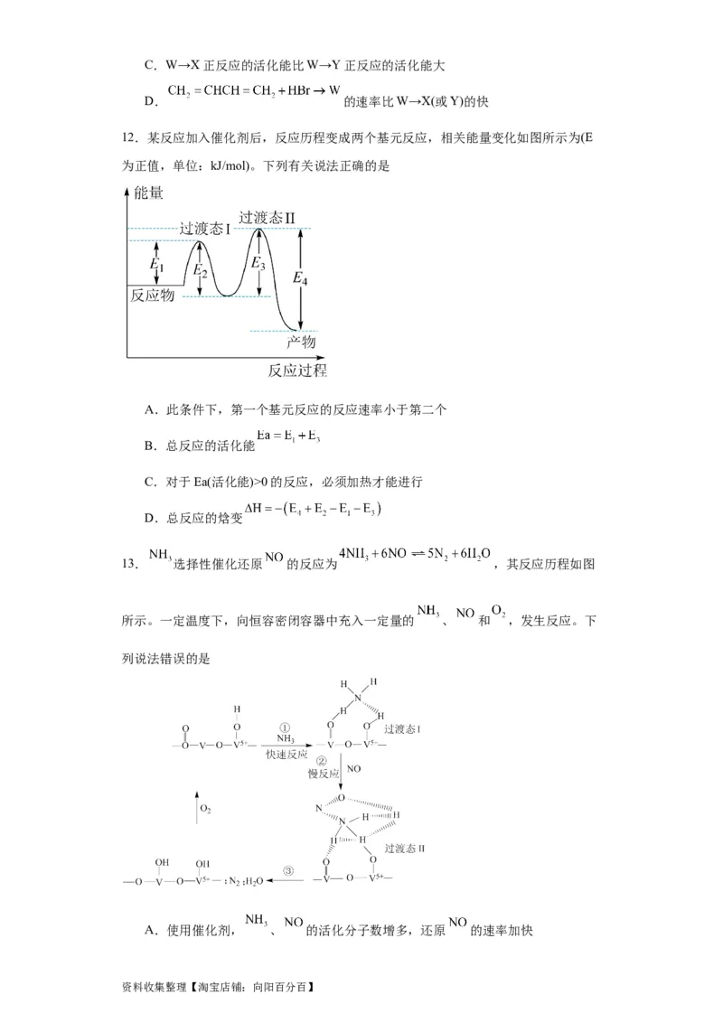专项训练活化能的判断及计算（原卷版）_05高考化学_新高考复习资料_2024年新高考资料_一轮复习资料_2024届高三化学一轮复习&mdash;专项训练