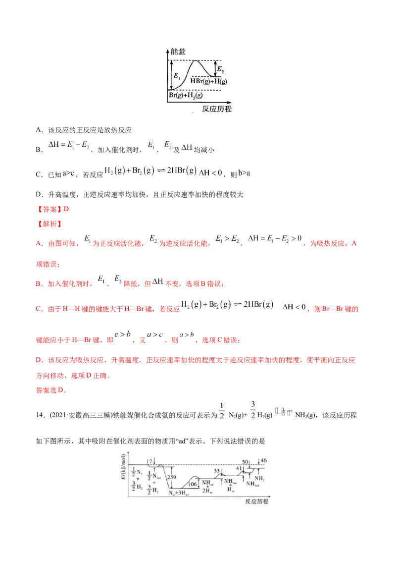 专题07化学反应中的能量变化-2021年高考化学真题与模拟题分类训练（教师版含解析）_05高考化学_新高考复习资料_2023年新高考资料_一轮复习_2023年新高考大一轮复习讲义