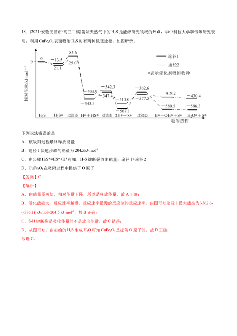专题07化学反应中的能量变化-2021年高考化学真题与模拟题分类训练（教师版含解析）_05高考化学_新高考复习资料_2023年新高考资料_一轮复习_2023年新高考大一轮复习讲义