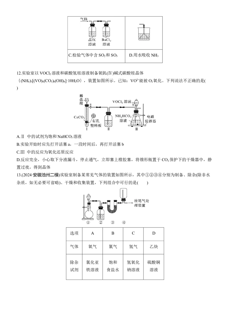 专题七　选择题专攻4　装置图型实验方案的评价淘宝店：红太阳资料库_05高考化学_2025年新高考资料_二轮复习_2025年高考化学大二轮_2025化学二轮复习_题型突破练+考前特训