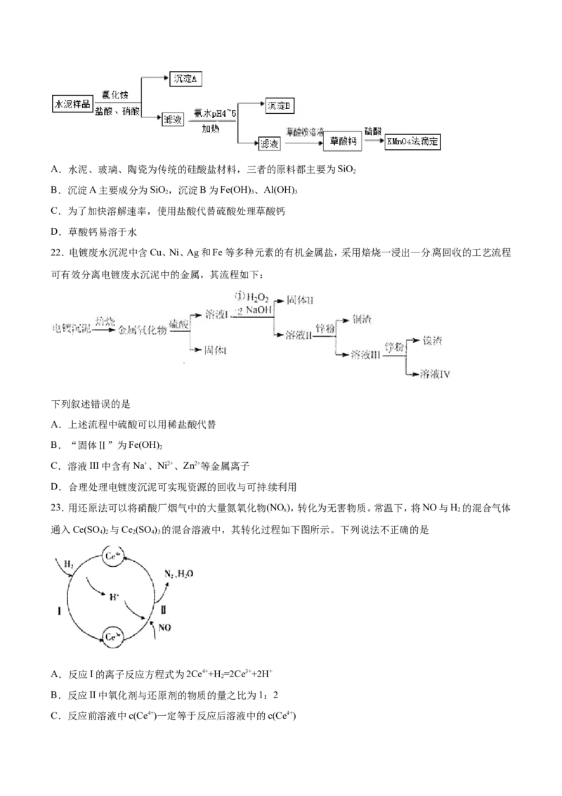 专题08化工流程选择题-2019年高考化学易错题汇总（原卷版）_05高考化学_新高考复习资料_2022年新高考资料_2022年一轮复习各版本_1.高考化学2022年一轮复习通用版_原卷版