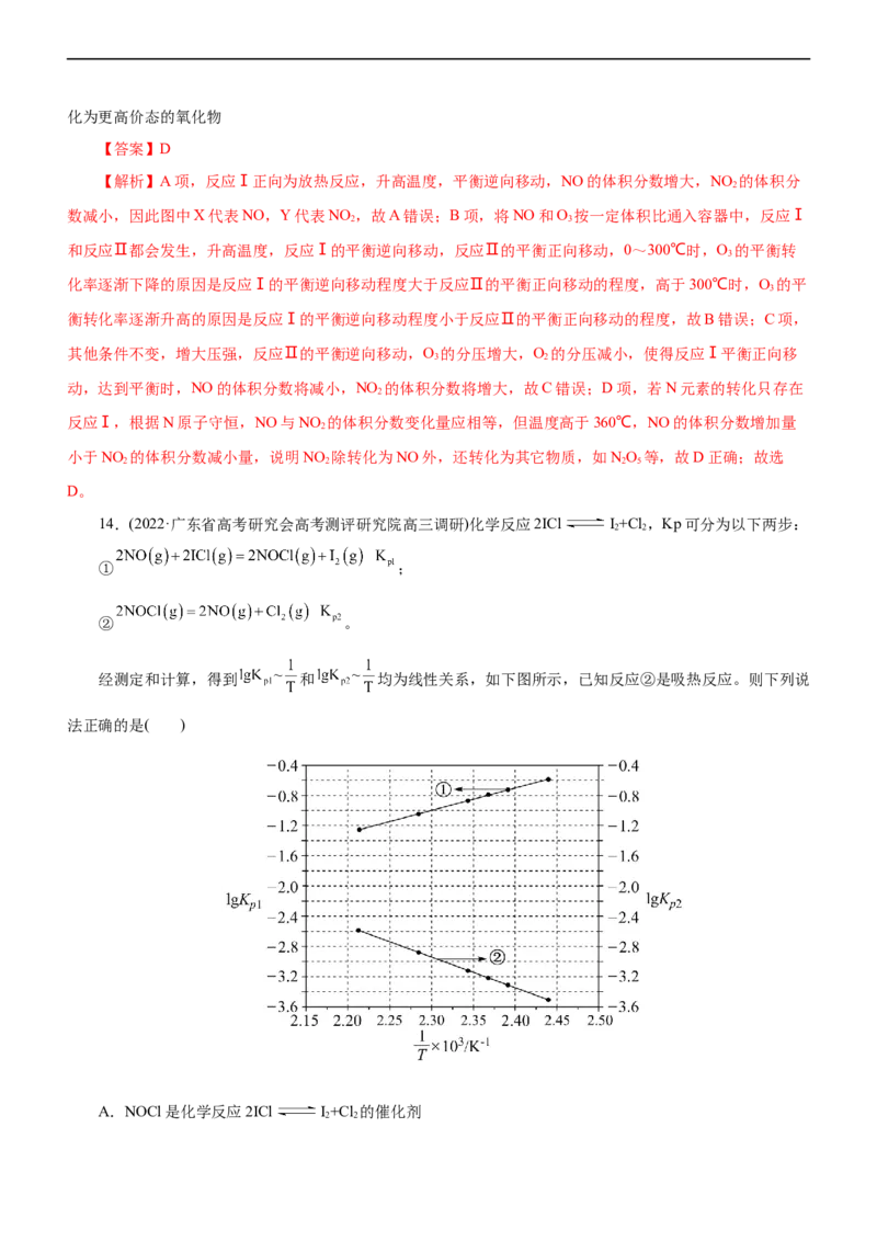 专题09化学反应速率与化学平衡（练）（解析版）_05高考化学_通用版（老高考）复习资料_2023年复习资料_二轮复习_2023年高考化学二轮复习讲练测（全国通用）