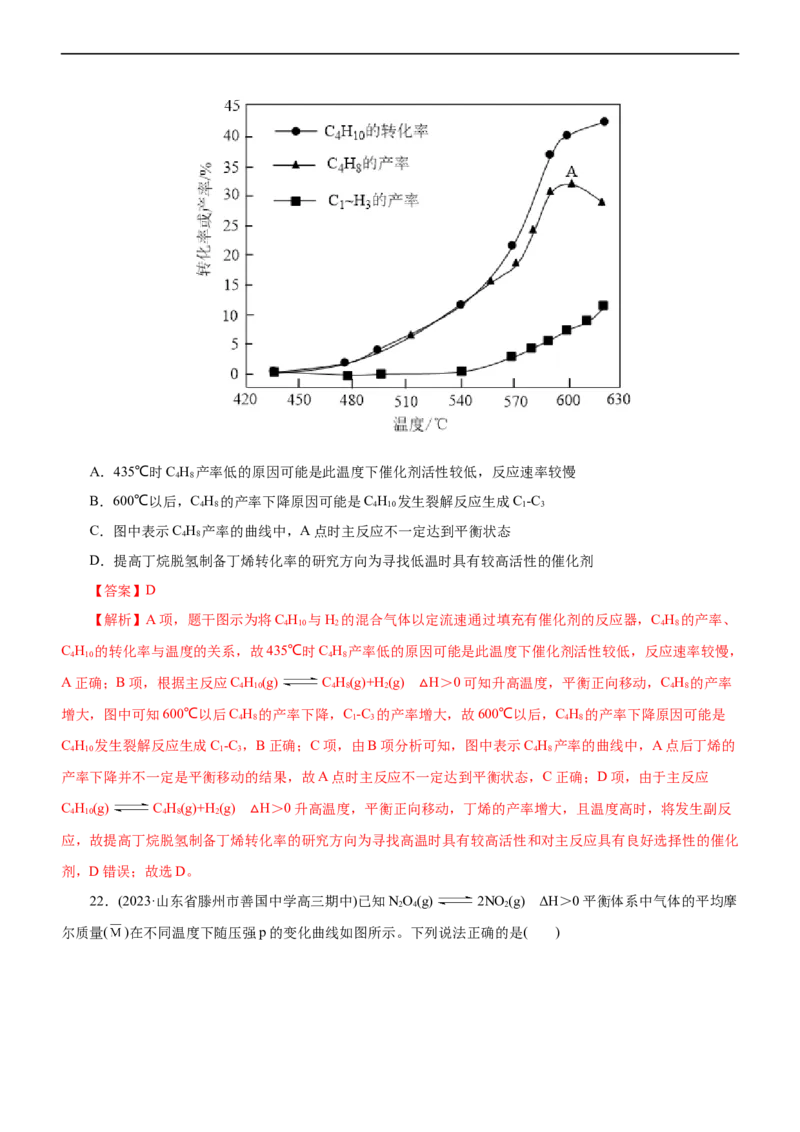 专题09化学反应速率与化学平衡（练）（解析版）_05高考化学_通用版（老高考）复习资料_2023年复习资料_二轮复习_2023年高考化学二轮复习讲练测（全国通用）