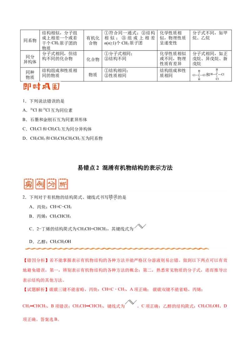 专题09常见有机物及其应用&mdash;&mdash;备战2021年高考化学纠错笔记（学生版）_05高考化学_新高考复习资料_2023年新高考资料_一轮复习_2023年新高考大一轮复习讲义
