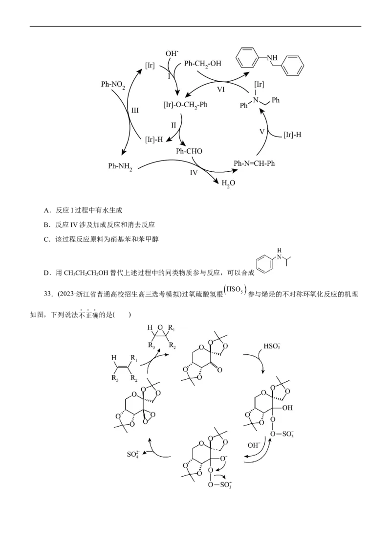 专题10化学反应机理与历程（测）（原卷版）_05高考化学_通用版（老高考）复习资料_2023年复习资料_二轮复习_2023年高考化学二轮复习讲练测（全国通用）