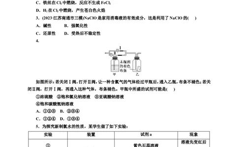 2025年高考复习化学课时检测二十：氯及其化合物的基本知能评价（含解析）_05高考化学_2025年新高考资料_专项练习_2025年高考复习化学课时检测（含解析）（完结）
