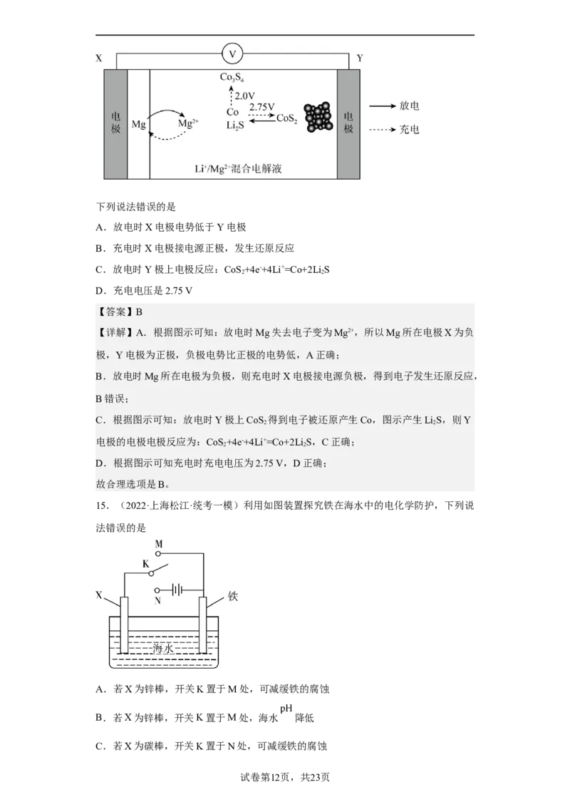 专题九电解池（专练）-冲刺2023年高考化学二轮复习核心考点逐项突破（解析版）_05高考化学_新高考复习资料_2023年新高考资料_二轮复习