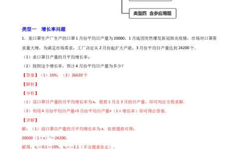 专题07一元二次方程的应用常考四类型（解析版）_初中数学人教版_9上-初中数学人教版_06习题试卷_5专项练习