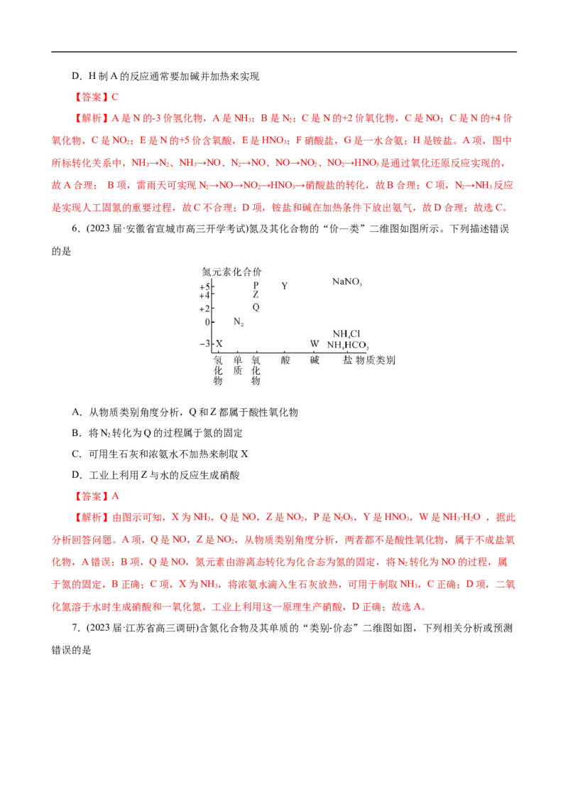 专项11&ldquo;价-类&rdquo;二维图（解析版）_05高考化学_新高考复习资料_2023年新高考资料_专项复习_2023年高考化学热点专项导航与精练（新高考专用）