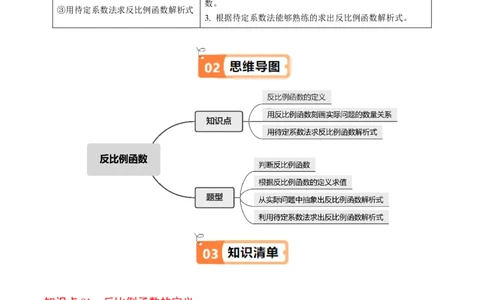 第01讲反比例函数（3个知识点+4类热点题型讲练+习题巩固）（学生版）_初中数学_九年级数学下册（人教版）_同步讲义-U18_2025版