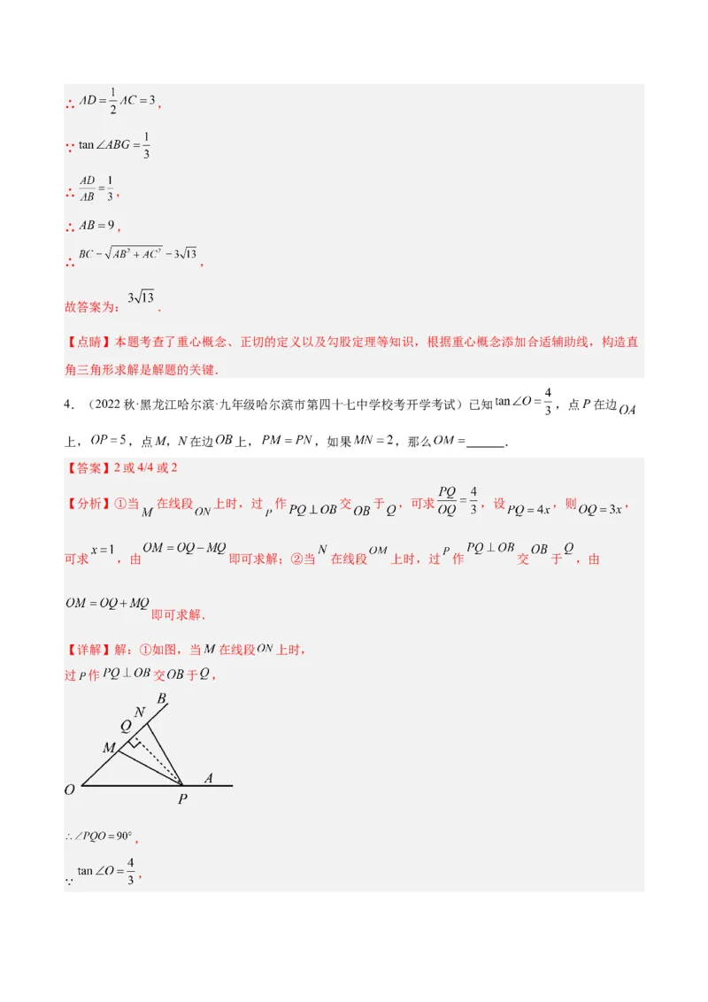 专题11锐角三角函数重难点题型专训（7大题型）（解析版）_初中数学人教版_9下-初中数学人教版_07专项讲练_2023-2024学年九年级数学全册重难点专题提升精讲精练（人教版）_九年级下册