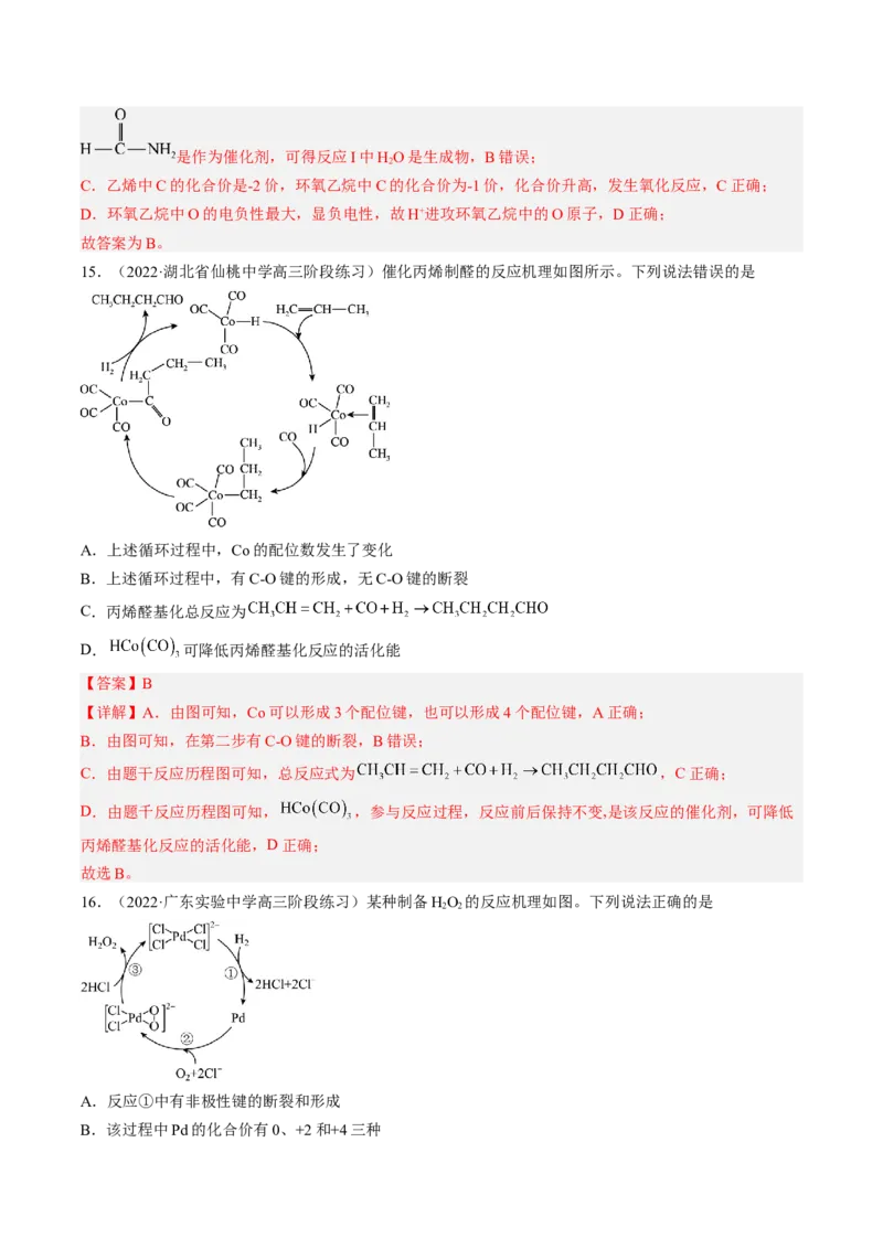 专项11催化剂、物质转化循环图-2023届高考化学二轮复习知识清单与专项练习（新高考专用）（解析版）_05高考化学_新高考复习资料_2023年新高考资料_二轮复习_选择题