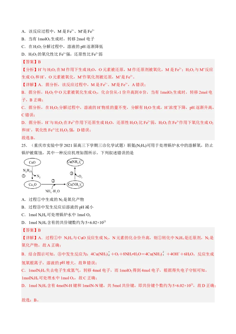 专项11催化剂、物质转化循环图-2023届高考化学二轮复习知识清单与专项练习（新高考专用）（解析版）_05高考化学_新高考复习资料_2023年新高考资料_二轮复习_选择题