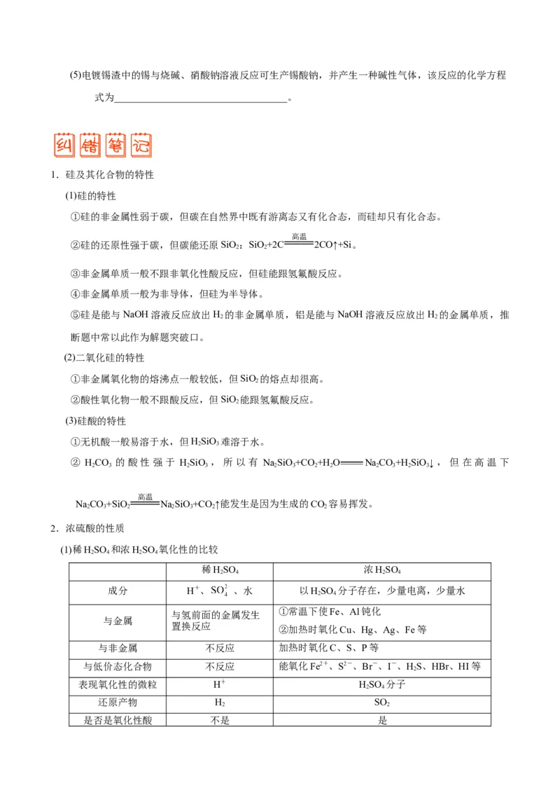 专题08常见无机物及其应用&mdash;&mdash;备战2021年高考化学纠错笔记（学生版）_05高考化学_新高考复习资料_2023年新高考资料_一轮复习_2023年新高考大一轮复习讲义