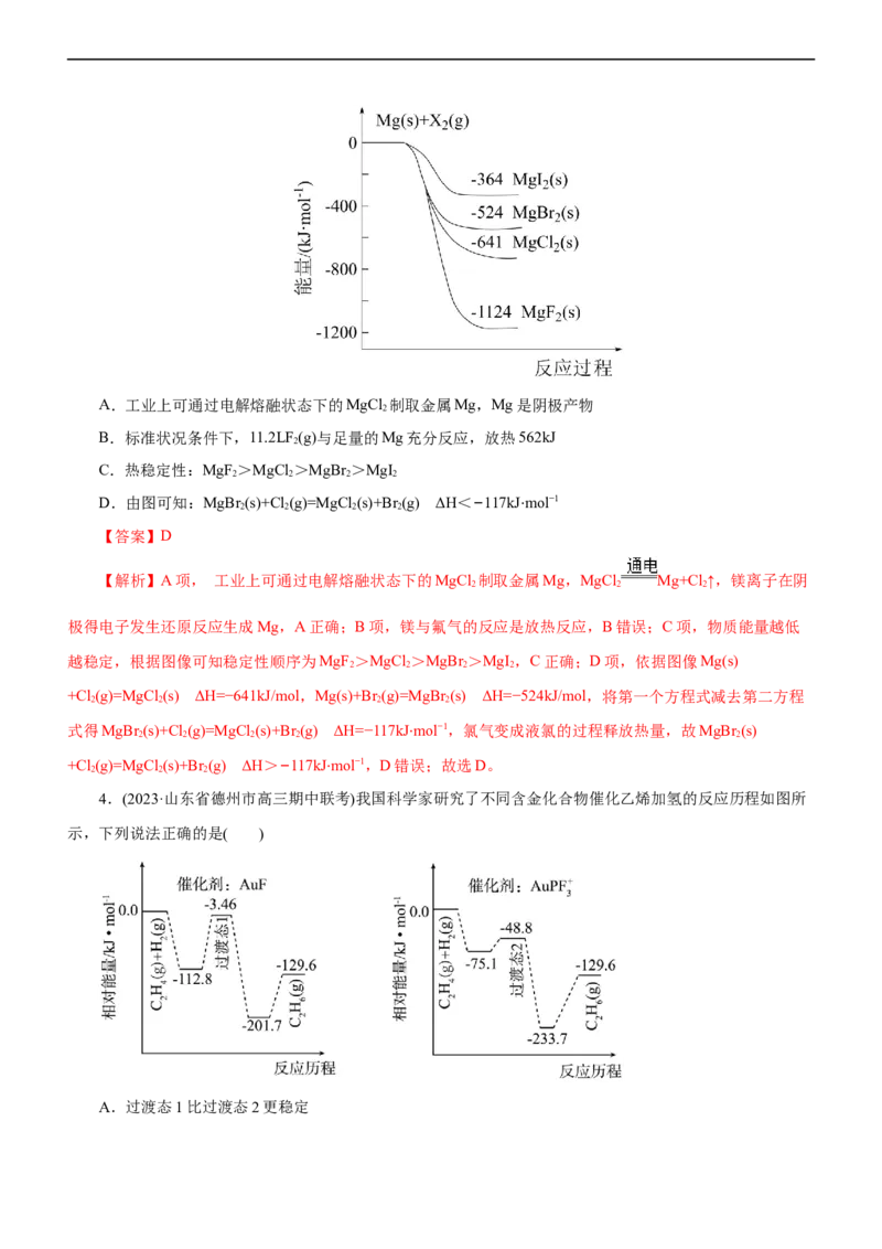 专题08化学反应与能量变化（练）（解析版）_05高考化学_通用版（老高考）复习资料_2023年复习资料_二轮复习_2023年高考化学二轮复习讲练测（全国通用）