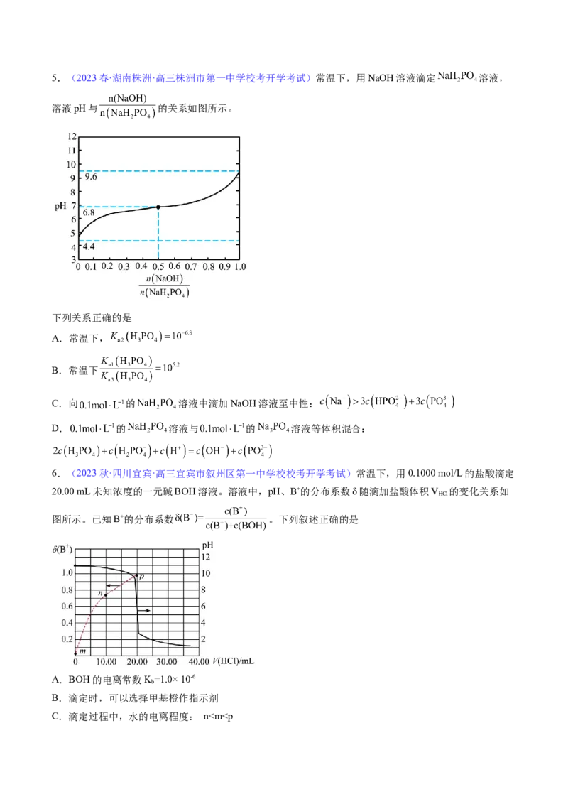 专题29弱电解质的电离平衡-2024年高考化学一轮复习基础考点必刷好题（新教材新高考）（原卷版）_05高考化学_2024年新高考资料_1.2024一轮复习