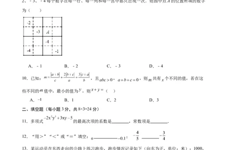 专题09期中押题预测卷02（原卷版）（人教版）_初中数学人教版_7上-初中数学人教版_7上-初中数学人教版（旧版）赠送_06习题试卷_3期中试卷