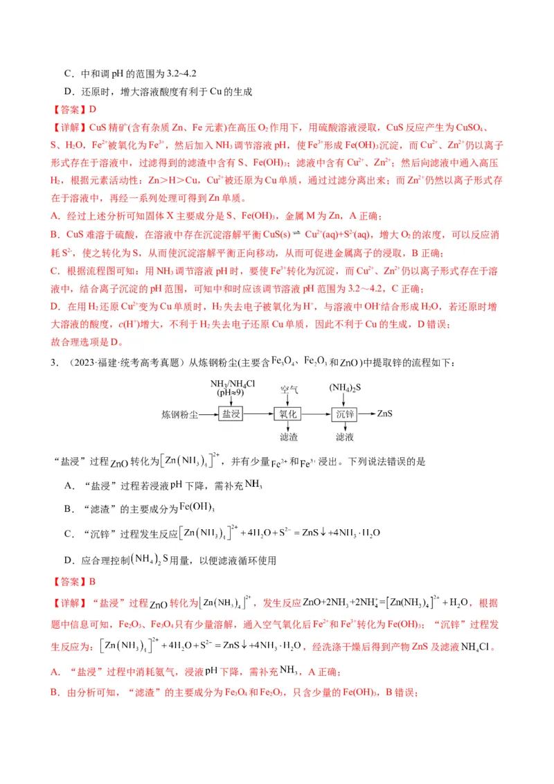 热点03微型工艺流程-2024年高考化学热点&middot;重点&middot;难点专练（新高考专用）（解析版）_05高考化学_2024年新高考资料_3.2024专项复习