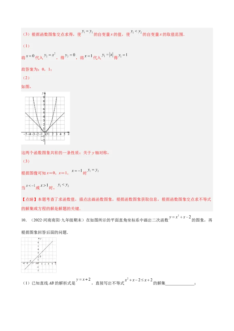 培优专题07直线与抛物线的交点问题-解析版_初中数学人教版_9下-初中数学人教版_07专项讲练_核心考点突破2022-2023学年九年级数学精选专题培优讲与练（人教版）