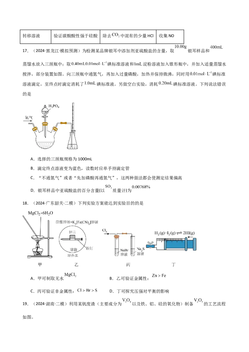易错专题16化学实验基础（原卷版）_05高考化学_2024年新高考资料_5.2024三轮冲刺_2024年高考化学考前易错聚焦