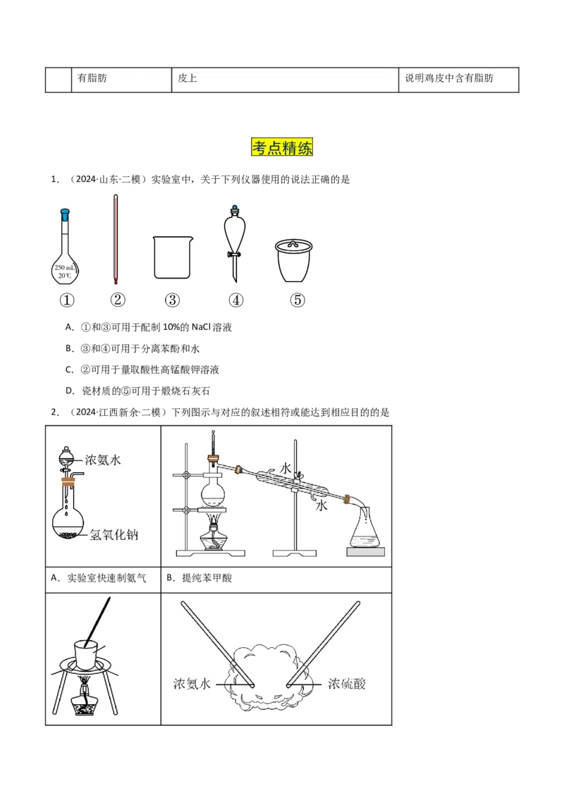 易错专题16化学实验基础（原卷版）_05高考化学_2024年新高考资料_5.2024三轮冲刺_2024年高考化学考前易错聚焦