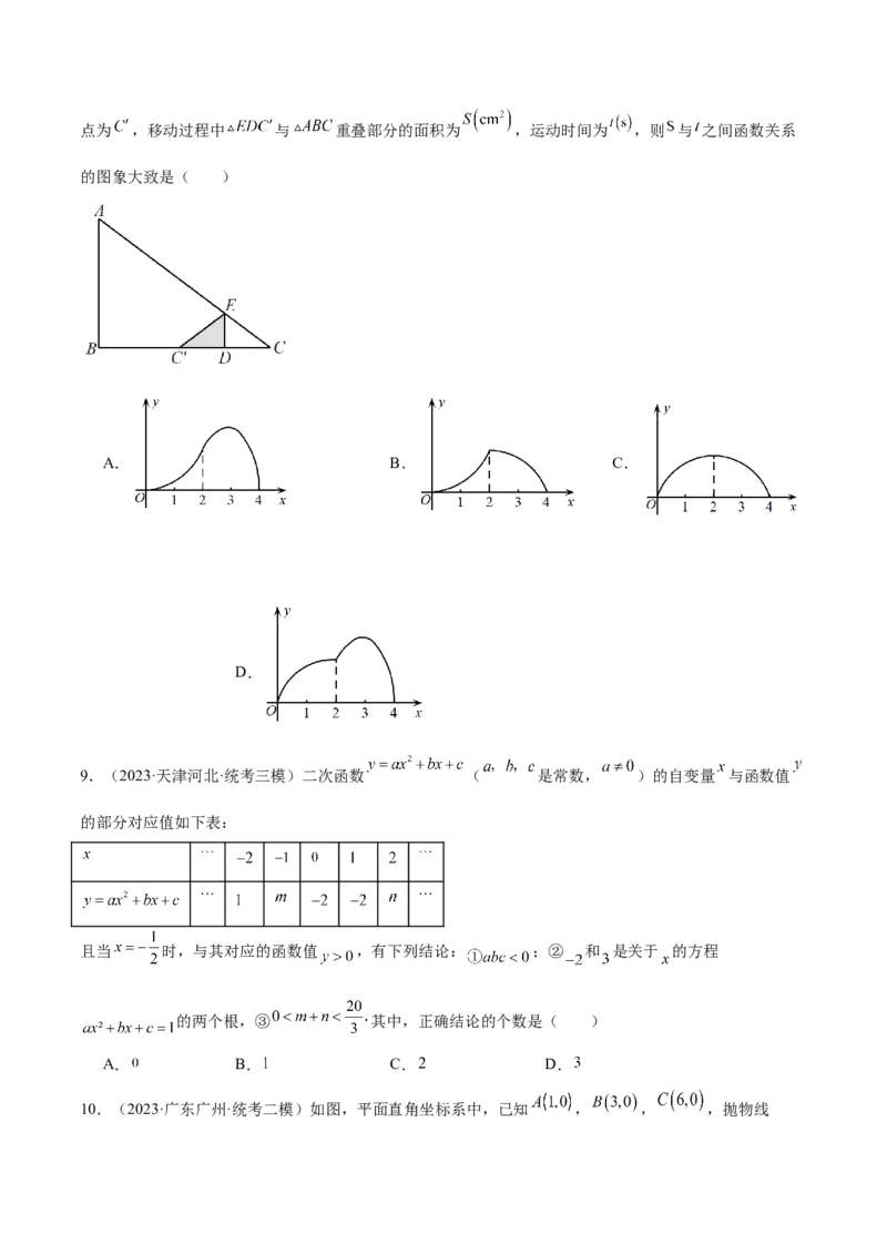 第二十二章二次函数重难点检测卷（原卷版）_初中数学人教版_9下-初中数学人教版_07专项讲练_2023-2024学年九年级数学全册重难点专题提升精讲精练（人教版）_九年级上册
