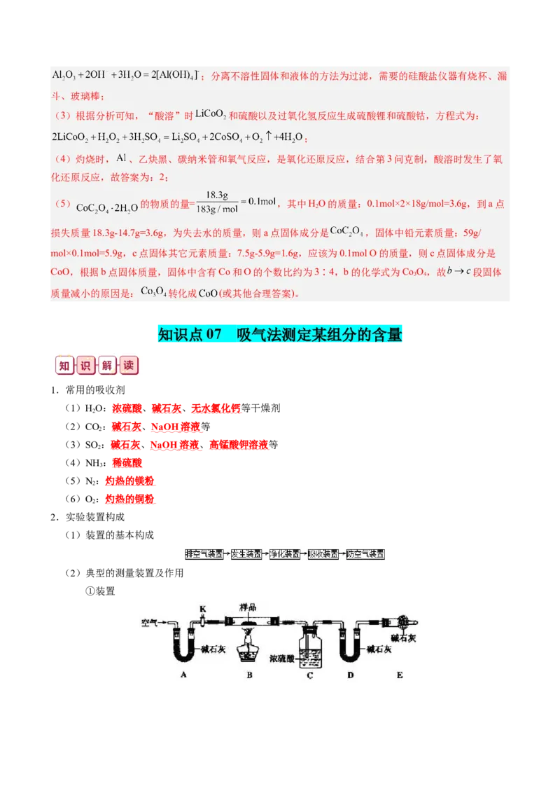 知识清单33+常见的定量综合实验-口袋书2024年高考化学一轮复习知识清单_05高考化学_2024年新高考资料_1.2024一轮复习_2024年高考化学一轮复习知识清单