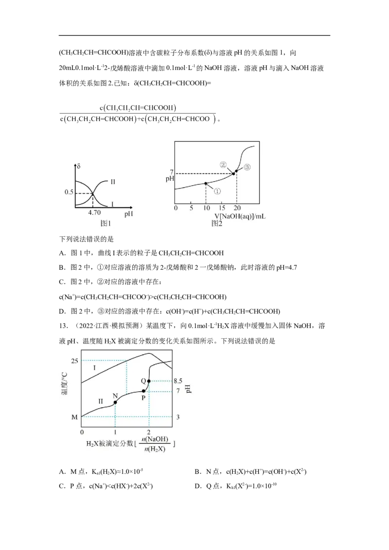 易错点24水的电离平衡-备战2023年高考化学考试易错题（原卷版）_05高考化学_通用版（老高考）复习资料_2023年复习资料_专项复习_备战2023年高考化学考试易错题（全国通用）