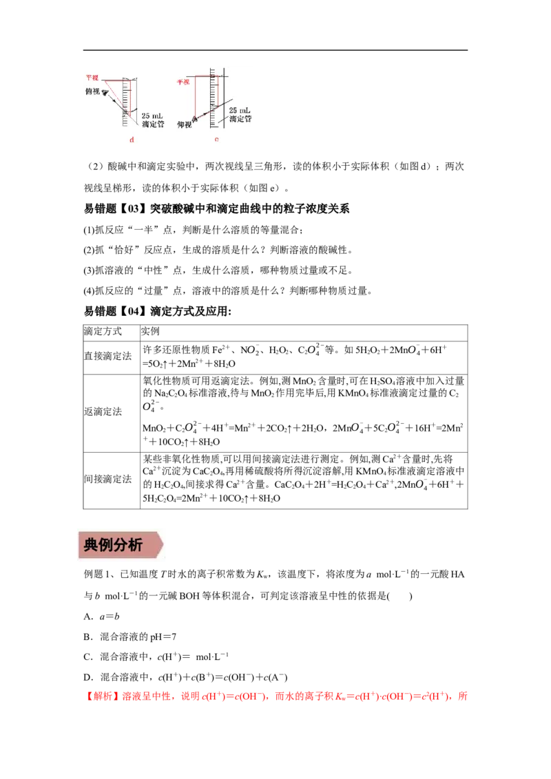 易错点24水的电离平衡-备战2023年高考化学考试易错题（原卷版）_05高考化学_通用版（老高考）复习资料_2023年复习资料_专项复习_备战2023年高考化学考试易错题（全国通用）