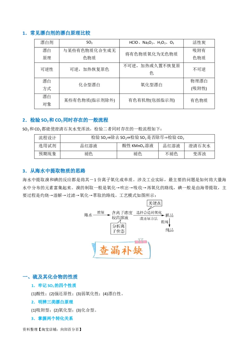 升级版微专题30非金属及其化合物制备流程与实验探究（S、Se、Te、Cl、Br、I）（解析版）(全国版)_05高考化学_新高考复习资料_2024年新高考资料_一轮复习资料_教师版（含答案解析）