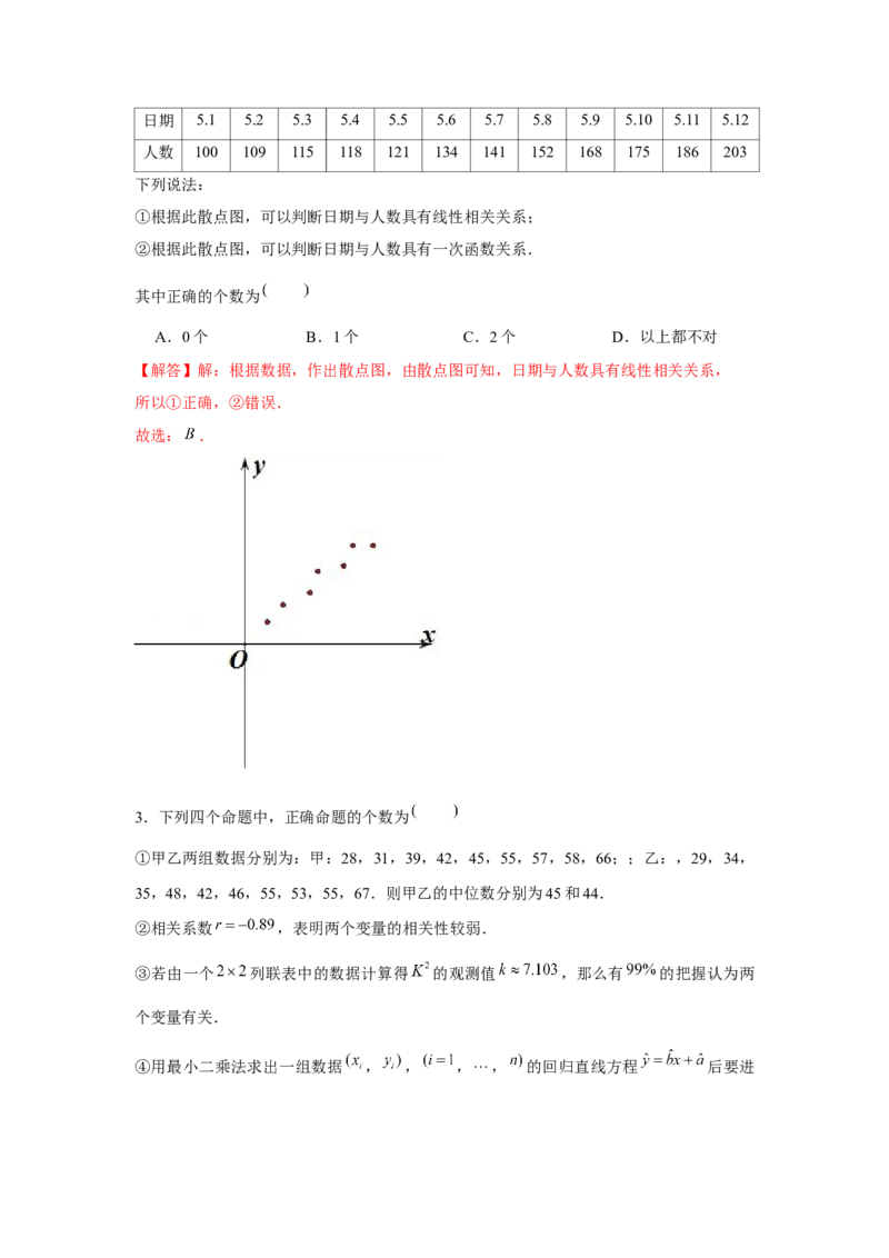 跟踪训练07成对数据的统计分析（解析版）_2.2025数学总复习_2024年新高考资料_3.2024专项复习_更新中2024年新高考数学一轮复习之题型归纳与重难专题突破提升（新高考专用）