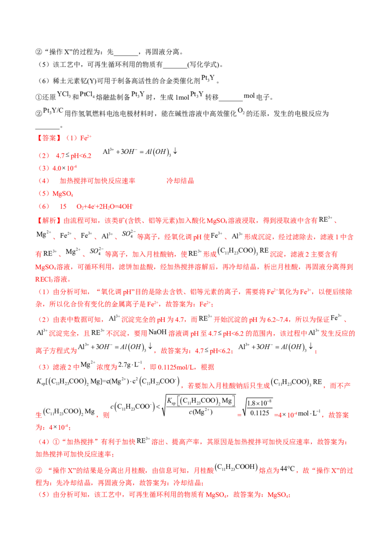 押新高考卷第15题工艺流程综合题（解析版）_05高考化学_2024年新高考资料_5.2024三轮冲刺_备战2024年高考化学临考题号押题（新高考通用）323031313
