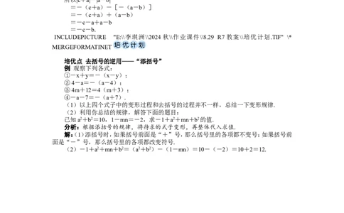 素养目标4.2.2去括号教案（表格式）---2024-2025学年人教版数学上册_初中数学人教版_7上-初中数学人教版_7上-初中数学人教版（新版）_04教案_素养目标七年级上册教案（表格式）