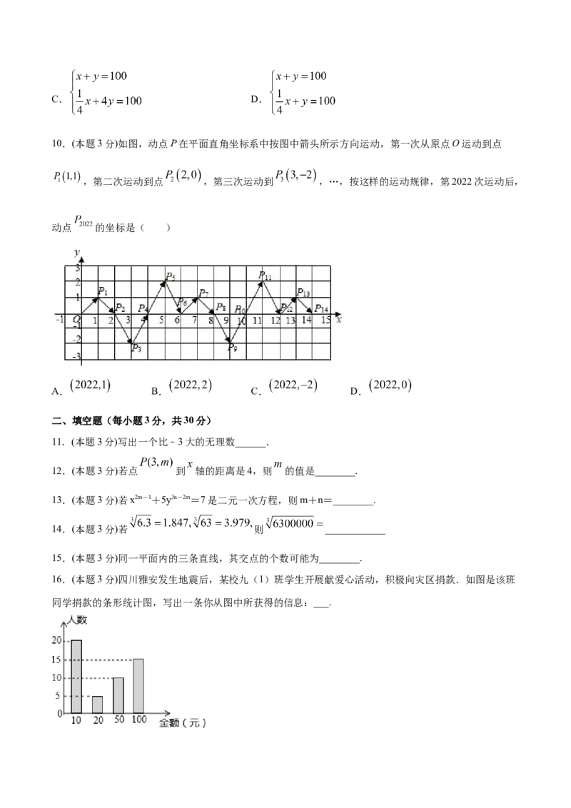 期末全真模拟卷（五）-七年级数学下学期期末考试全真模拟卷（原卷版）（人教版）_初中数学人教版_7下-初中数学人教版_7下-初中数学人教版（旧版）赠送_06习题试卷_4期末试卷