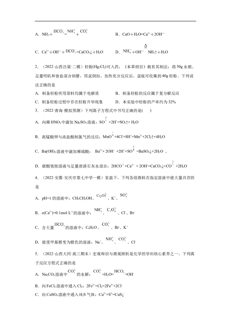 易错点03离子反应-备战2023年高考化学考试易错题（原卷版）_05高考化学_通用版（老高考）复习资料_2023年复习资料_专项复习_备战2023年高考化学考试易错题（全国通用）