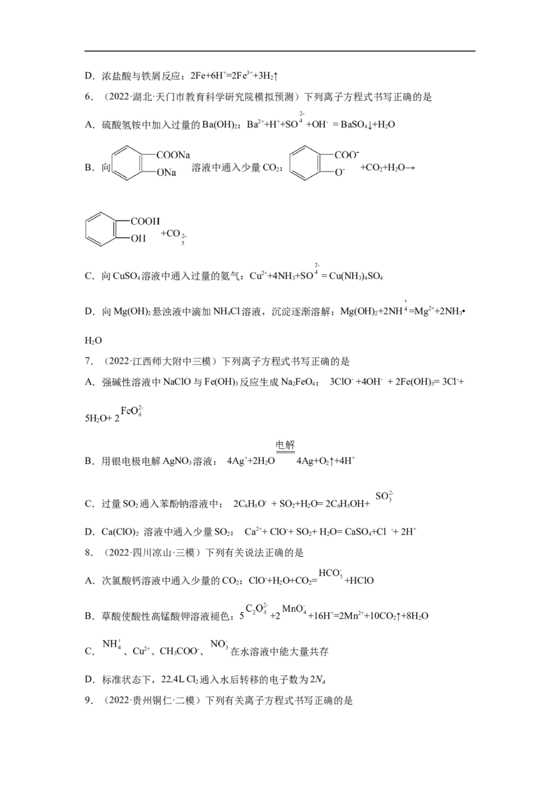 易错点03离子反应-备战2023年高考化学考试易错题（原卷版）_05高考化学_通用版（老高考）复习资料_2023年复习资料_专项复习_备战2023年高考化学考试易错题（全国通用）